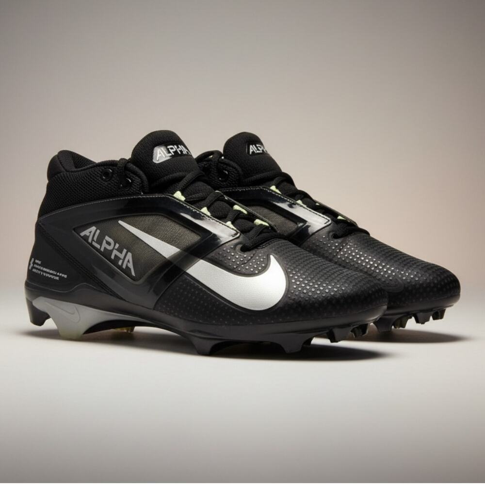 Nike Alpha Menace 4 Pro Mens Football Cleats Black White Size 9